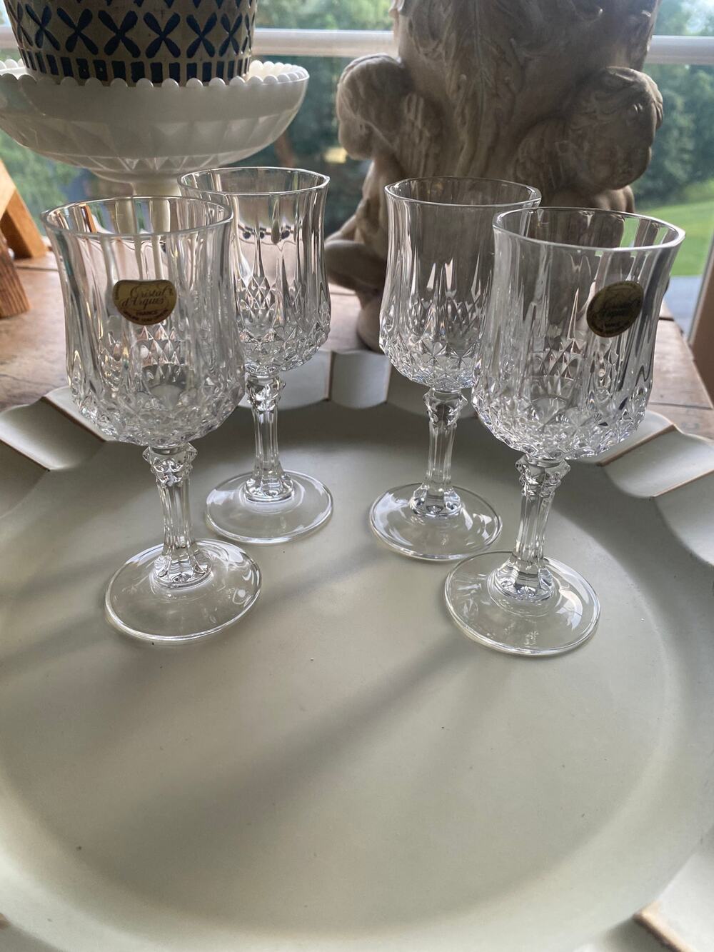 Vintage Cristal D’Arques Durand Glasses Longchamp pattern Set of 4 Crystal
